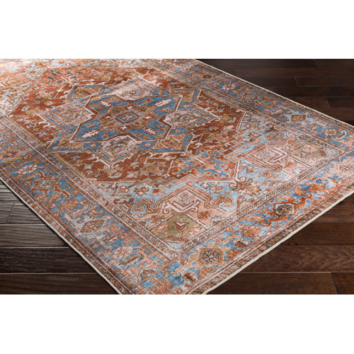 Joss & Main Mags Performance Brick Red/Blue/Tan Rug & Reviews Wayfair